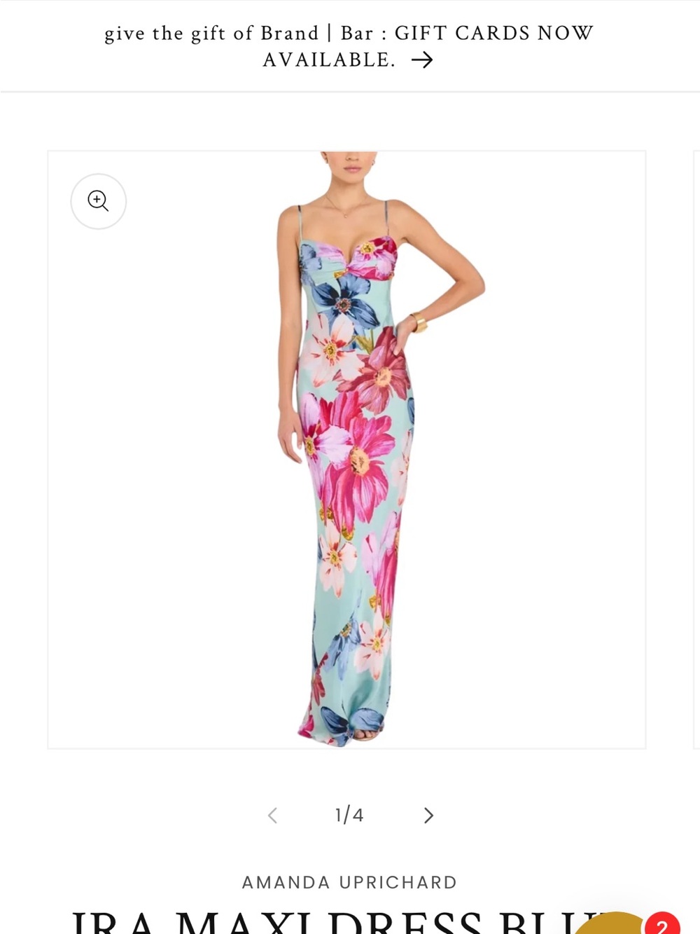 Amanda Uprichard Aqua Floral Maxi Dress with Pink Blooms